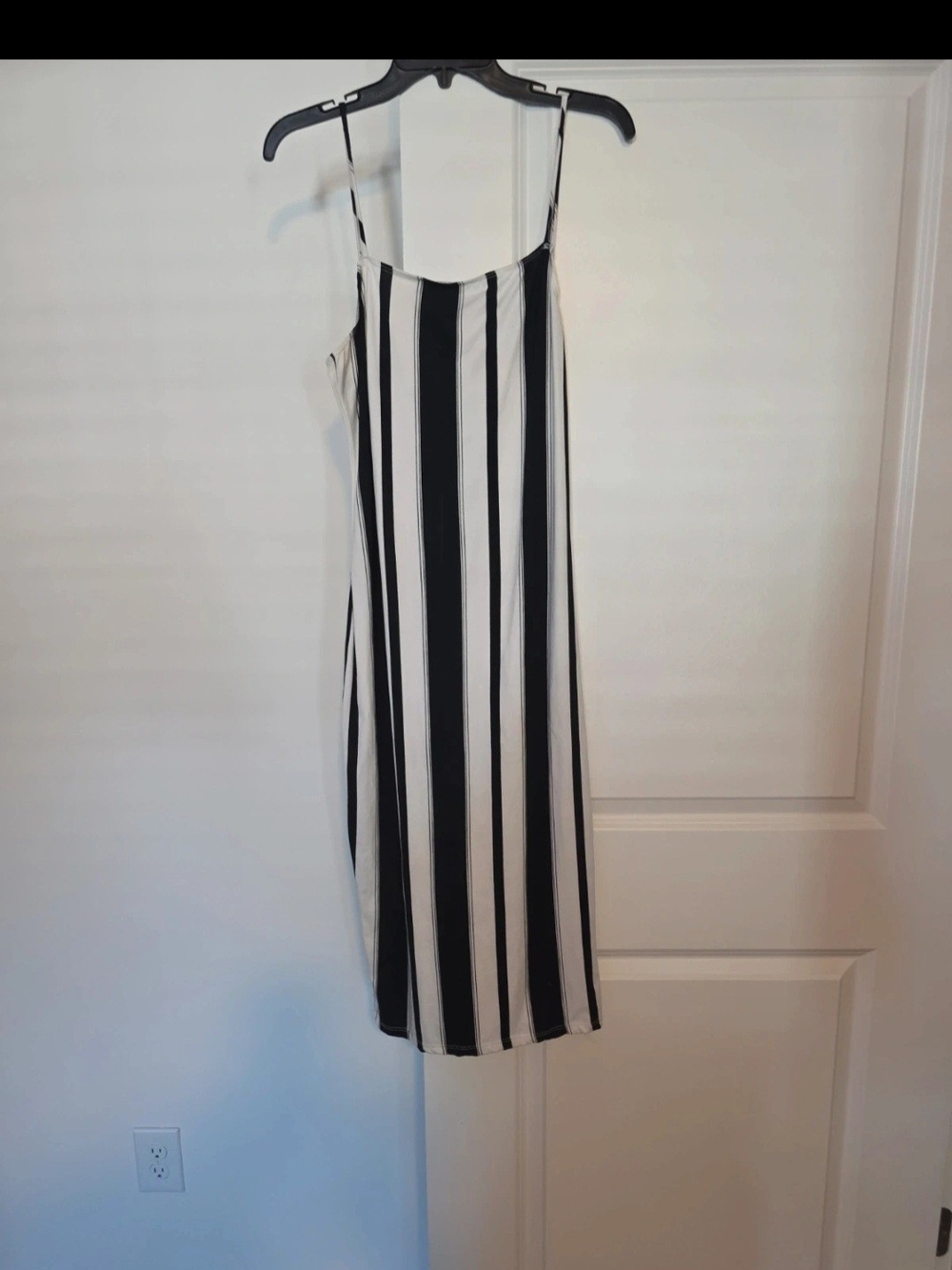 Black & White Vertical Stripe Slip Dress